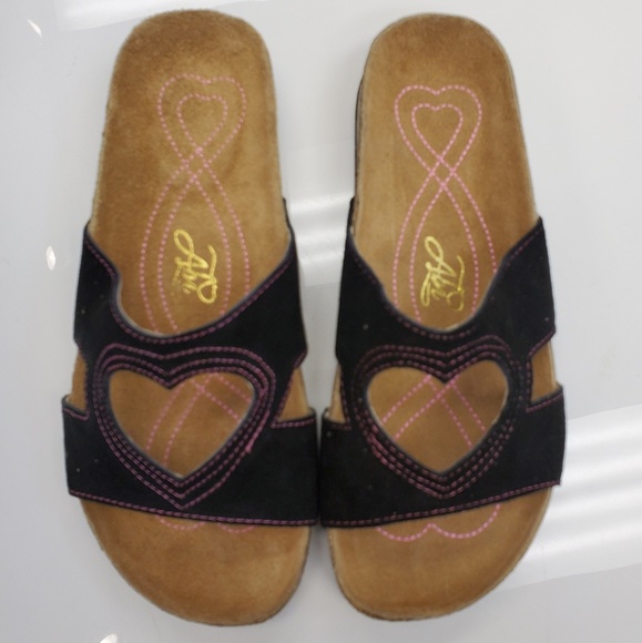 Black Leather Love Sandals Birkenstock Style - Picture 4 of 6